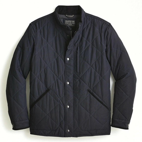 J.Crew Sussex Quilted Barn Jacket Men Small Primaloft Navy Blue Corduroy Trim - Picture 1 of 15